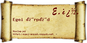 Egei Árpád névjegykártya